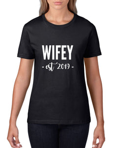 Hubby Wifey Est Custom Year Couples T-Shirt