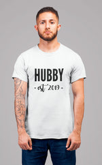 Load image into Gallery viewer, Hubby Wifey Est Custom Year Couples T-Shirt
