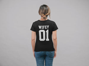Hubby Wifey Couples T-Shirt Husband Wife Rear Print 01 02