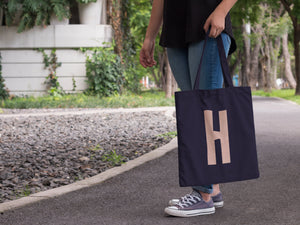 Initial Letter NAVY Lightweight Tote Bag