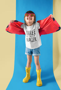Threenager Kids Tshirt Birthday Gift Party Child Sibling Celebration Present T Shirt 3 Year Old Third Birthday Boy Girl Unisex Neutral - Red Leader Clothing