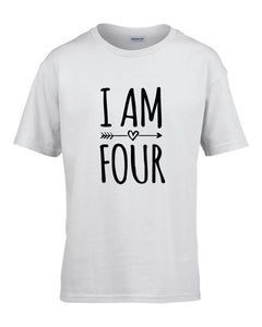 I Am Four Kids T-shirt - Red Leader Clothing