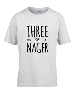 Threenager Kids Tshirt Birthday Gift Party Child Sibling Celebration Present T Shirt 3 Year Old Third Birthday Boy Girl Unisex Neutral - Red Leader Clothing