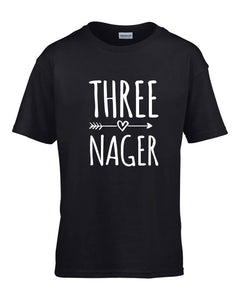 Threenager Kids Tshirt Birthday Gift Party Child Sibling Celebration Present T Shirt 3 Year Old Third Birthday Boy Girl Unisex Neutral - Red Leader Clothing