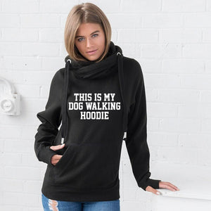 This Is My Dog Walking Hoodie Unisex Cross Neck Chunky Heavyweight Hoodie - Red Leader Clothing