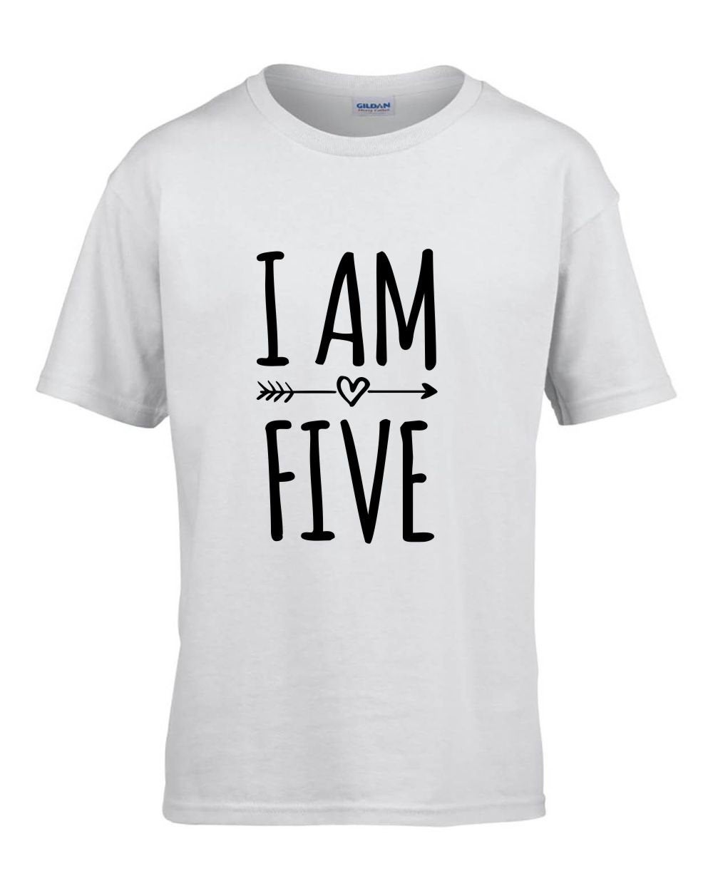 I Am Five 5th Birthday Kids T-shirt - Red Leader Clothing