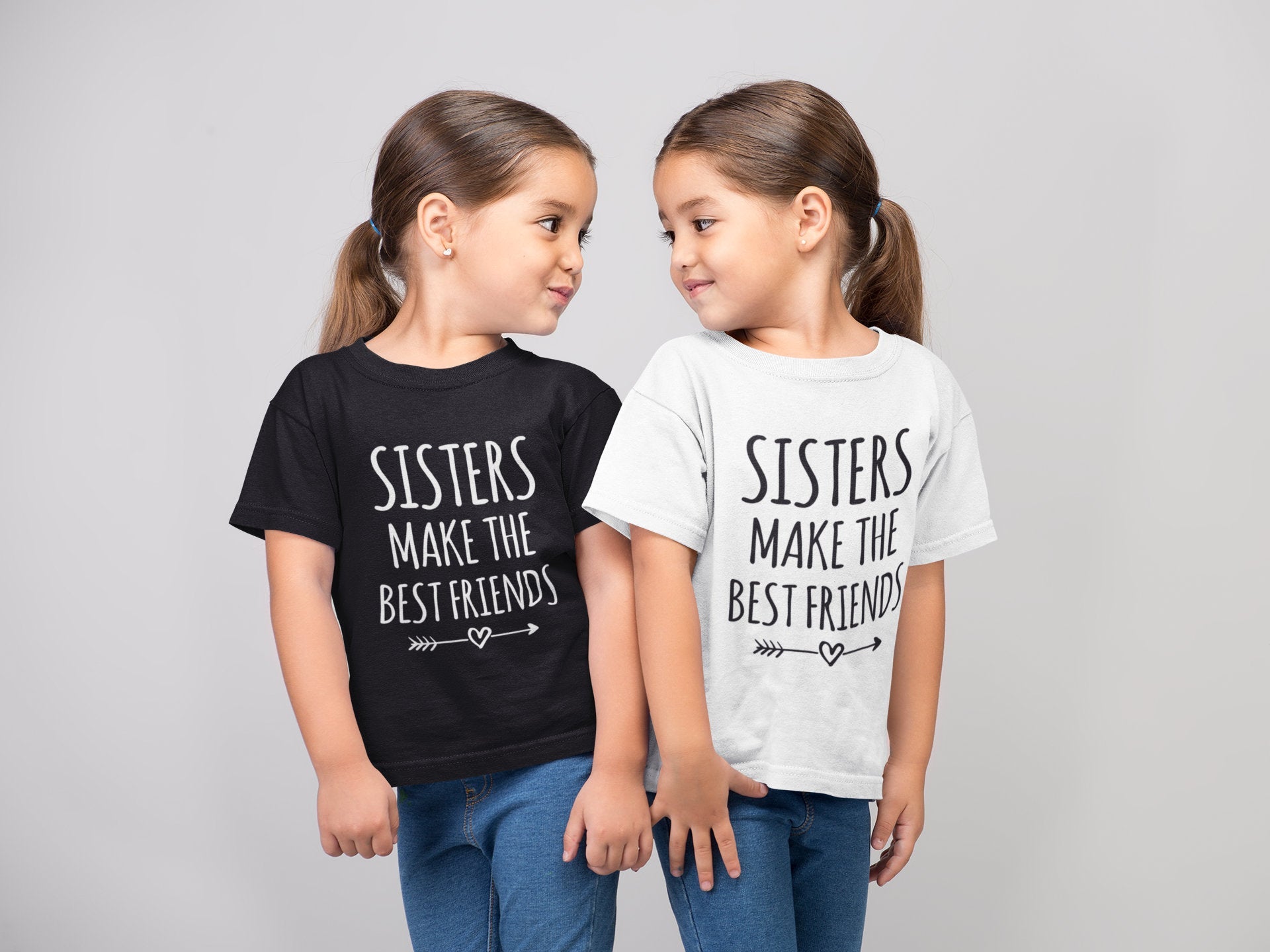 Sisters Make The Best Friends Kids Toddler Baby T-shirt Family Relative Matching Unisex Family Gift Matching Tops - Red Leader Clothing