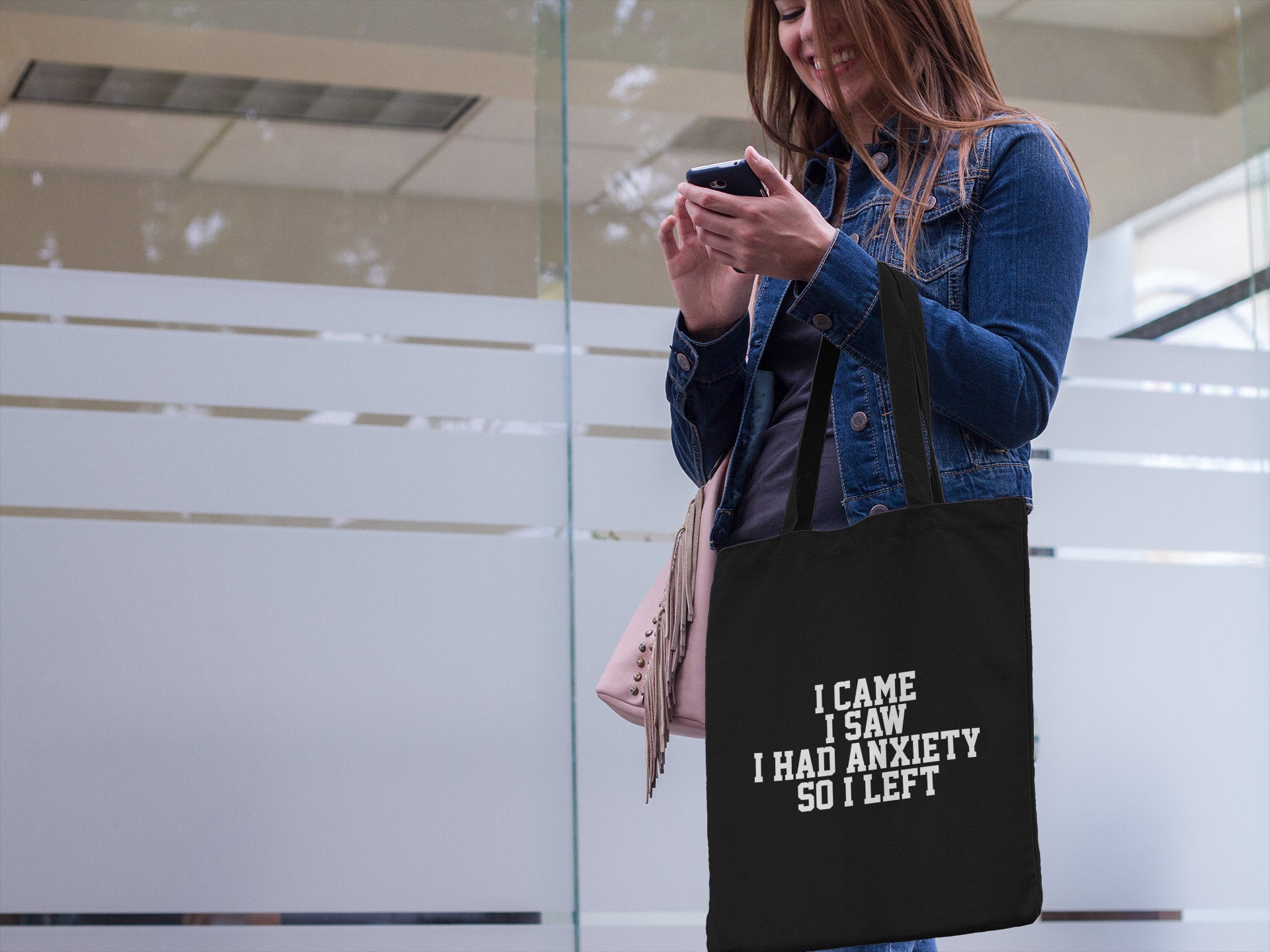 I Came I Saw I Had Anxiety So I Left Lightweight Cotton Tote Bag - Red Leader Clothing