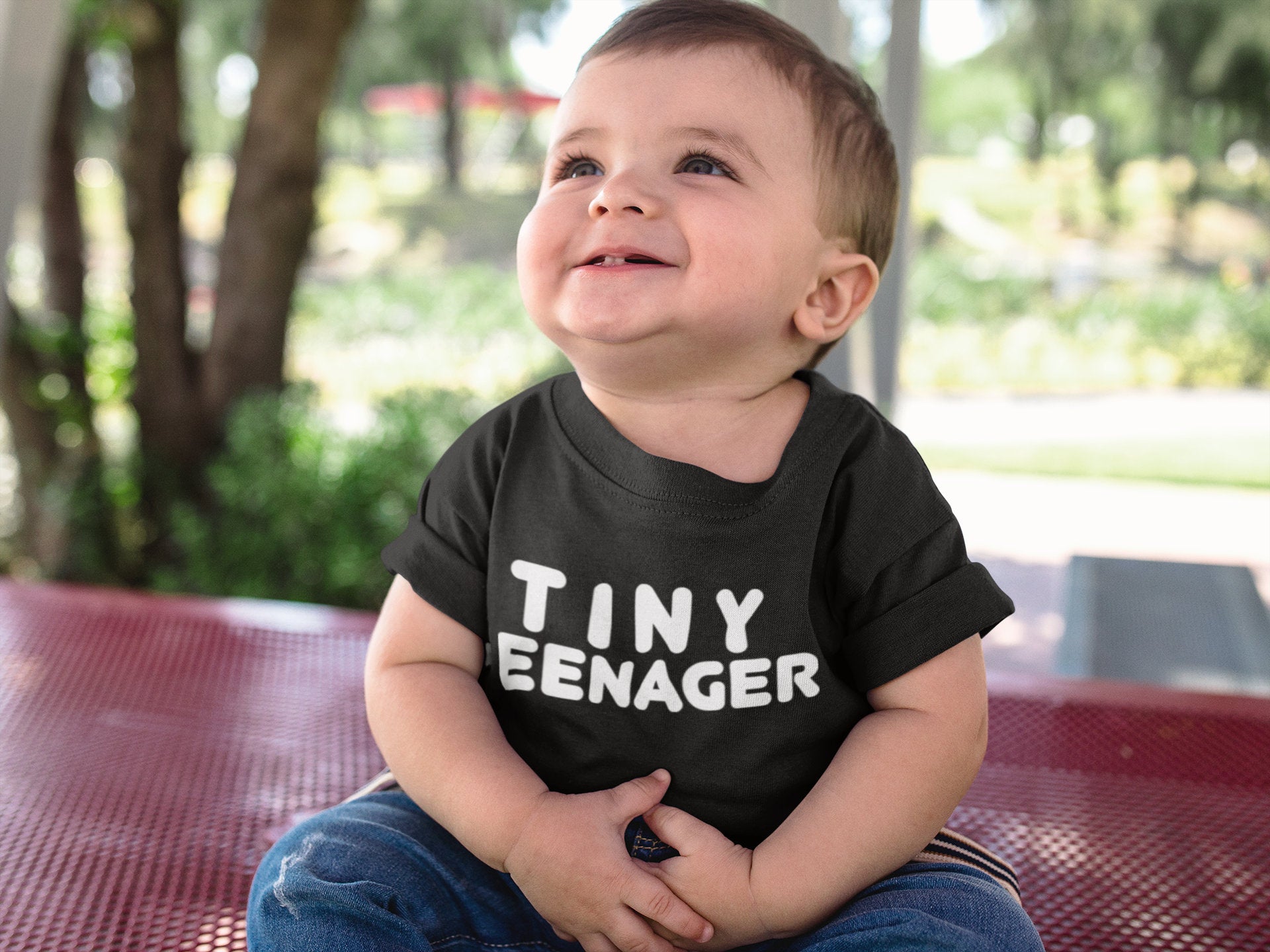 Tiny Teenager Kids T-Shirt Friend Gift Baby Toddler Child Threenager Wild Child - Red Leader Clothing
