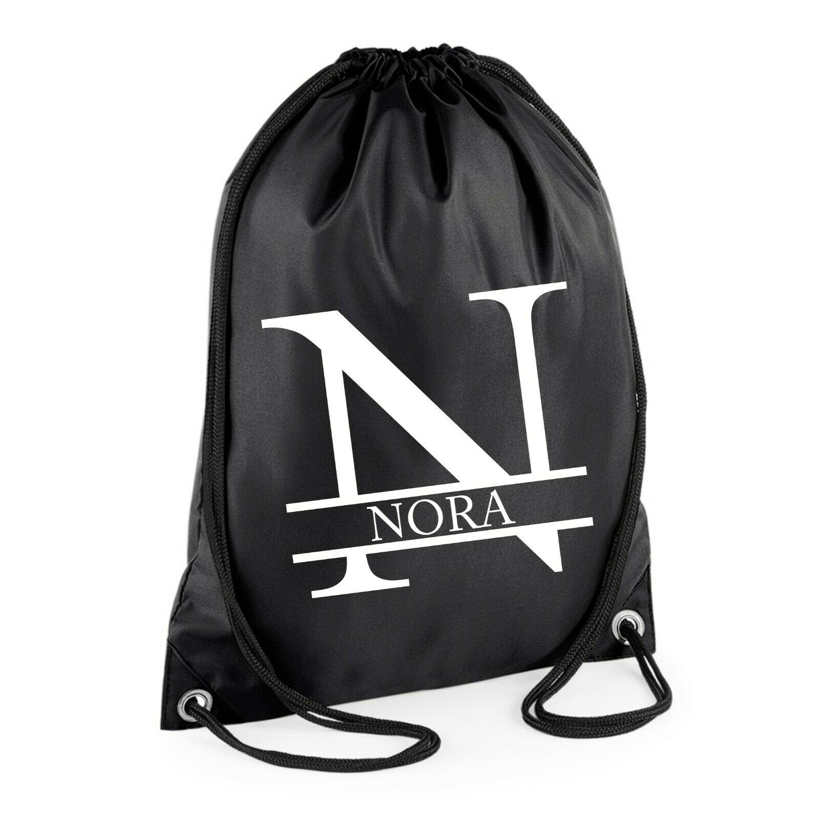 Personalised Name and Split Letter Drawstring Bag Gym School Club PE Custom Name Bag Kids Backpack Soccer Bag Child Adult - Red Leader Clothing