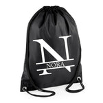 Load image into Gallery viewer, Personalised Name and Split Letter Drawstring Bag Gym School Club PE Custom Name Bag Kids Backpack Soccer Bag Child Adult - Red Leader Clothing
