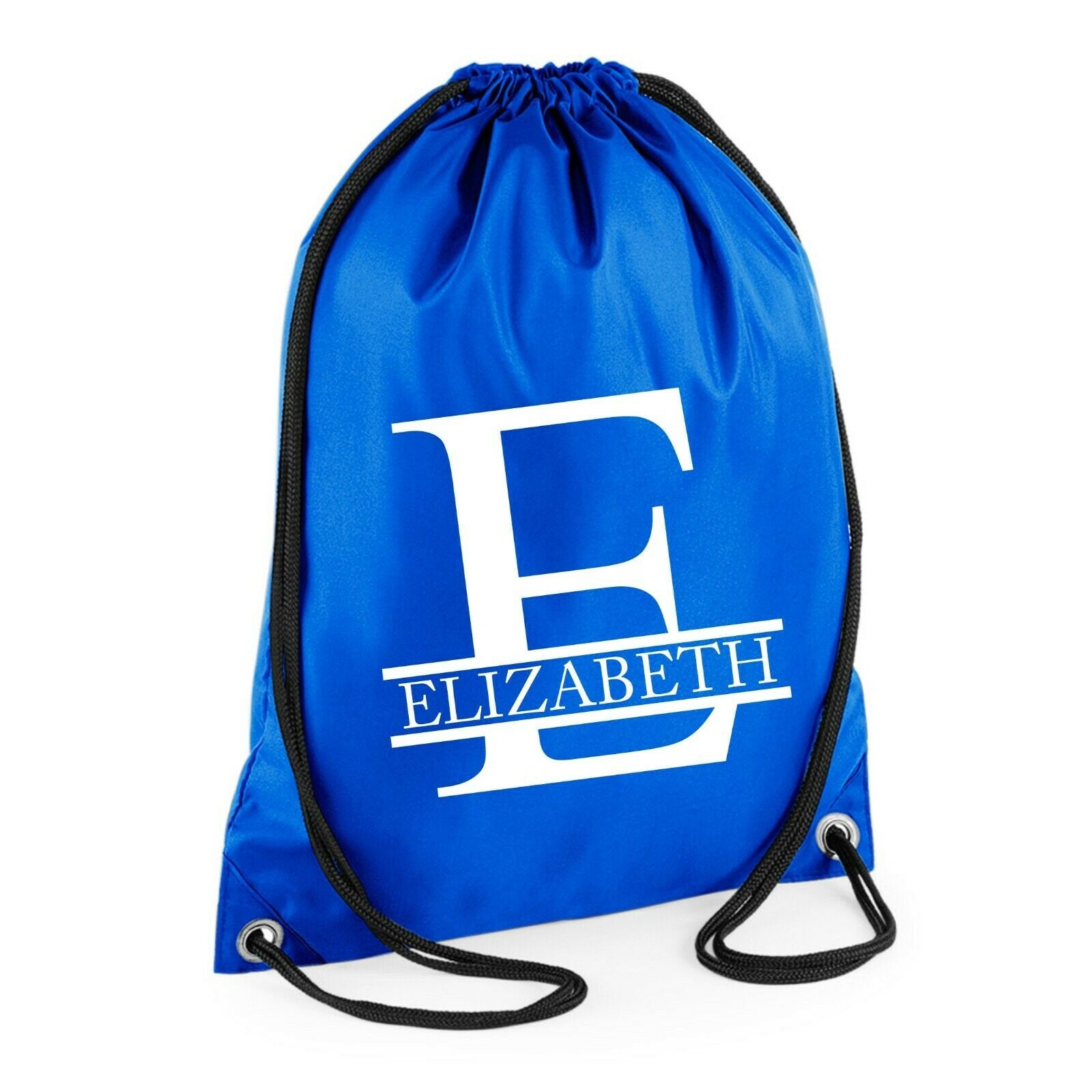 Personalised Name and Split Letter Drawstring Bag Gym School Club PE Custom Name Bag Kids Backpack Soccer Bag Child Adult - Red Leader Clothing
