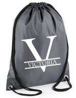 Load image into Gallery viewer, Personalised Name and Split Letter Drawstring Bag Gym School Club PE Custom Name Bag Kids Backpack Soccer Bag Child Adult - Red Leader Clothing
