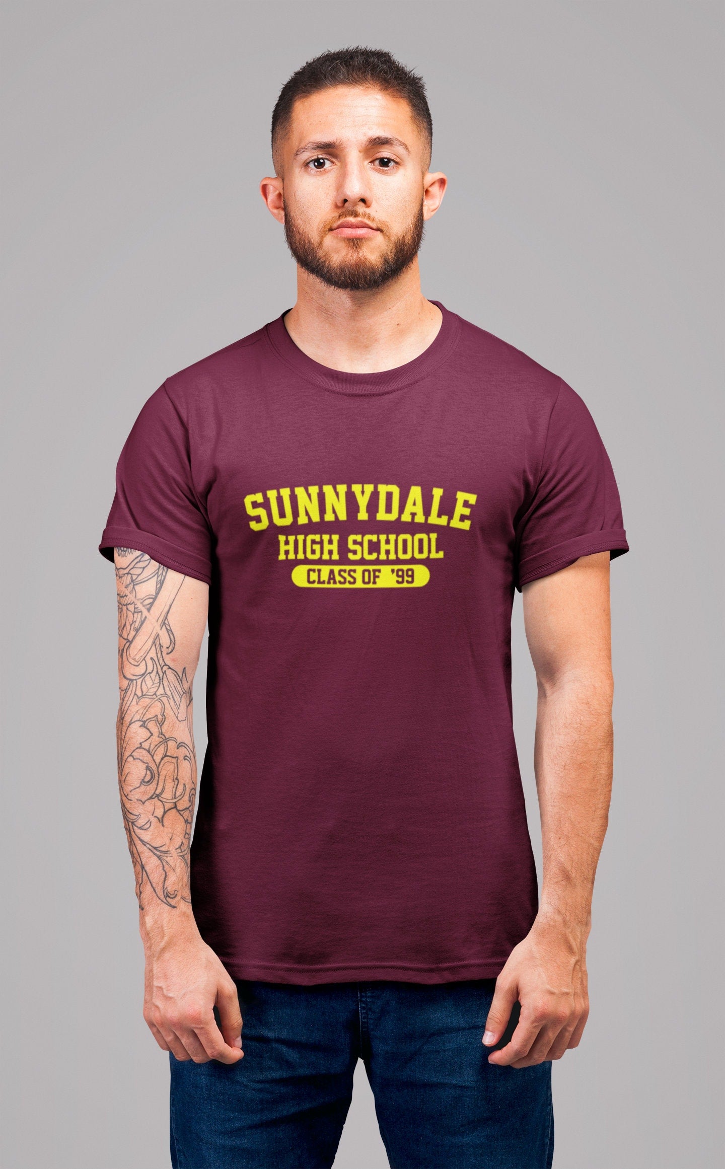 Sunnydale High Class of 99 Maroon Adult Mens Ladies Unisex Crew Neck T-Shirt