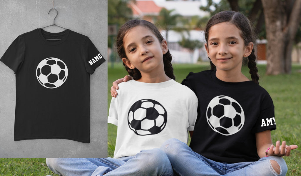 Personalised Kids Football Soccer T-shirt Name On Sleeve Boys Girls Soccer Team Custom Child Children Novelty - Red Leader Clothing