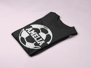 Personalised Kids Football Soccer T-shirt Name On Front
