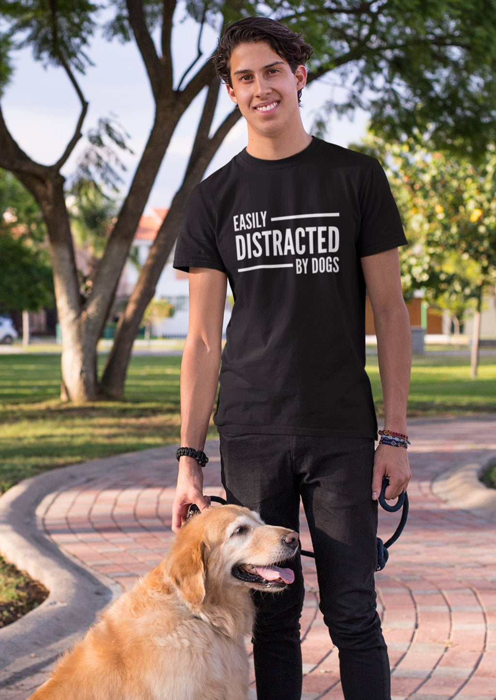Easily Distracted By Dogs T-Shirt Unisex Mens Ladies - Red Leader Clothing