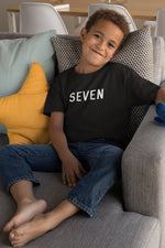 Load image into Gallery viewer, Seven Kids Tshirt Birthday Gift Party Child Sibling Celebration Present T Shirt 7 Year Old Seventh Birthday 7th Birthday - Red Leader Clothing
