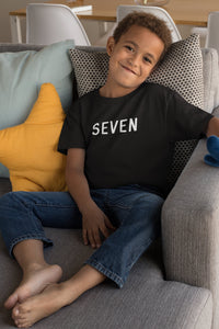 Seven Kids Tshirt Birthday Gift Party Child Sibling Celebration Present T Shirt 7 Year Old Seventh Birthday 7th Birthday - Red Leader Clothing