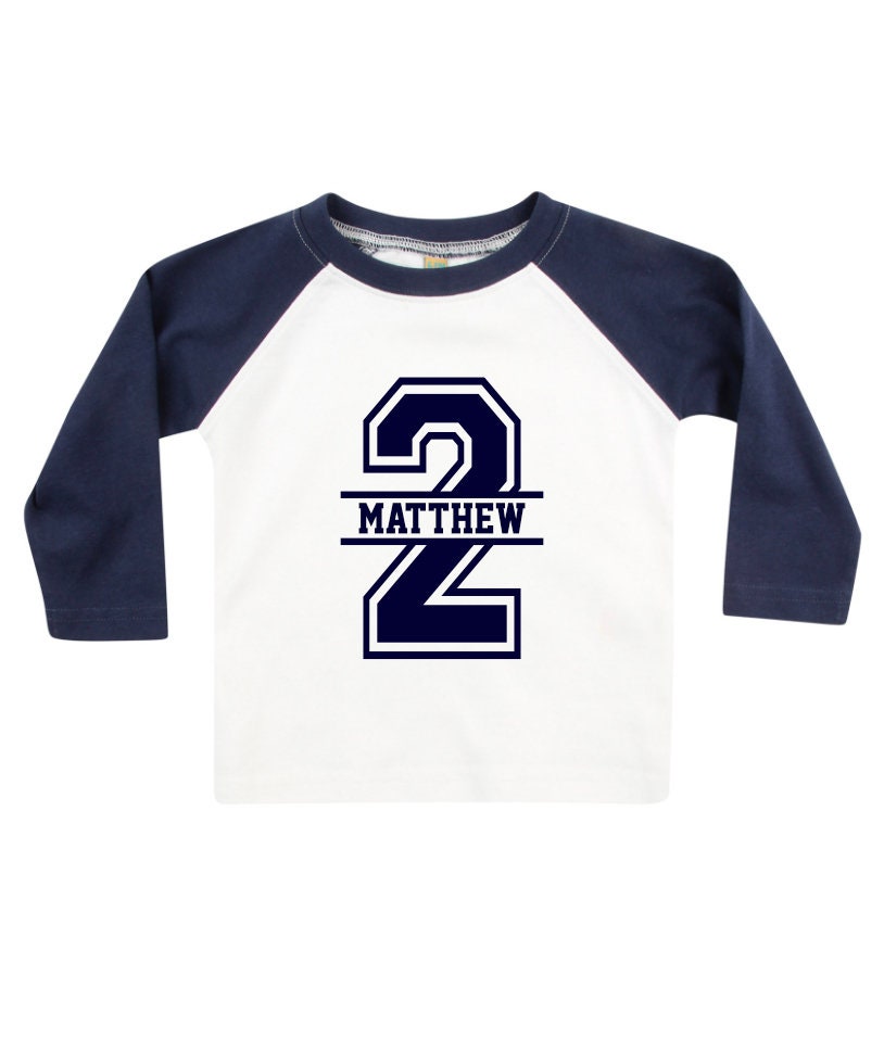 2nd Birthday Personalised Kids LONG SLEEVE BASEBALL T-Shirt