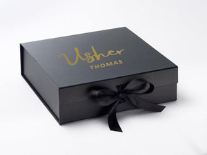 Personalised Groomsman / Usher Large BLACK Gift Box