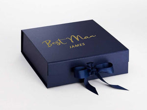 Personalised BEST MAN Large NAVY Gift Box