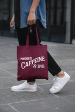Load image into Gallery viewer, Powered By Caffeine &amp; Spite Lightweight Cotton Tote Bag
