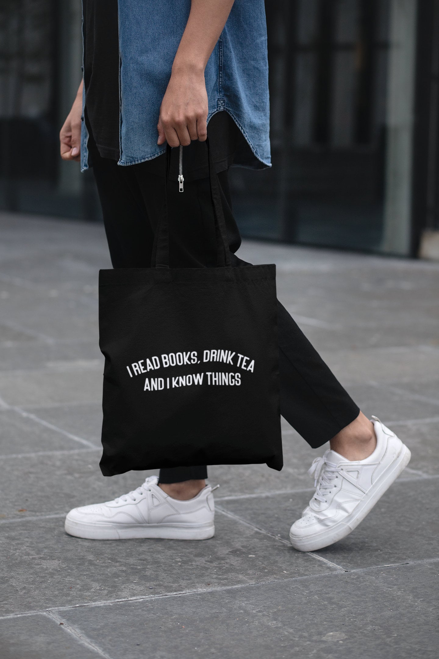 I Read Books, Drink Tea and I Know Things Lightweight Cotton Tote Bag