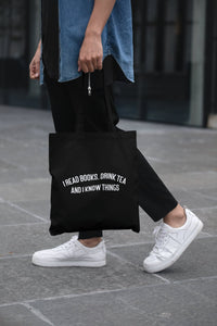 I Read Books, Drink Tea and I Know Things Lightweight Cotton Tote Bag