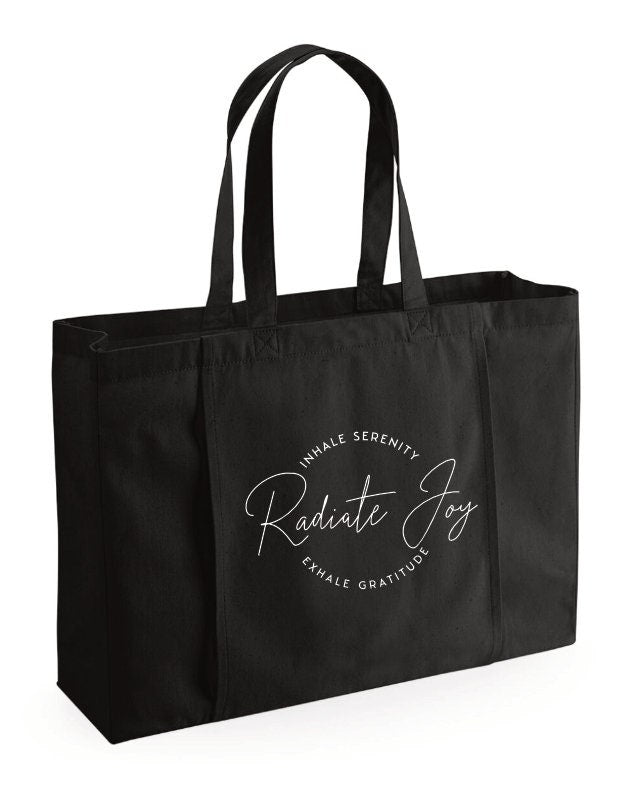 Inhale Serenity Gratitude Joy Organic Yoga Tote Bag