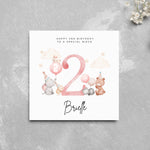 Load image into Gallery viewer, Personalised 2nd Birthday Card NIECE Cute Animals
