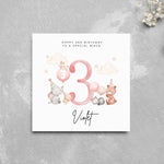 Load image into Gallery viewer, Personalised 3rd Birthday Card Niece Cute Animals
