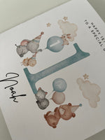 Load image into Gallery viewer, Personalised 1st Birthday Card SON Cute Animals
