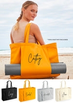 Load image into Gallery viewer, Personalised Large Name Organic Yoga Tote Bag
