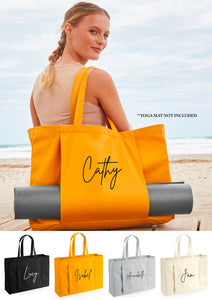 Personalised Large Name Organic Yoga Tote Bag
