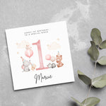 Load image into Gallery viewer, Personalised 1st Birthday Card NIECE Cute Animals

