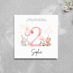 Load image into Gallery viewer, Personalised 2nd Birthday Card Daughter Cute Animals
