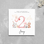 Load image into Gallery viewer, Personalised 2nd Birthday Card Goddaughter Cute Animals
