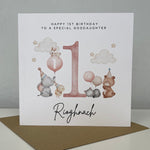 Load image into Gallery viewer, Personalised 1st Birthday Goddaughter Cute Animals Card
