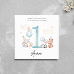 Load image into Gallery viewer, Personalised 1st Birthday Card NEPHEW Cute Animals
