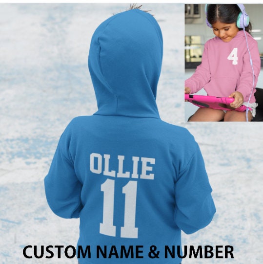 Kids Personalised Sport Hoodie Team Kit NAME & NUMBER