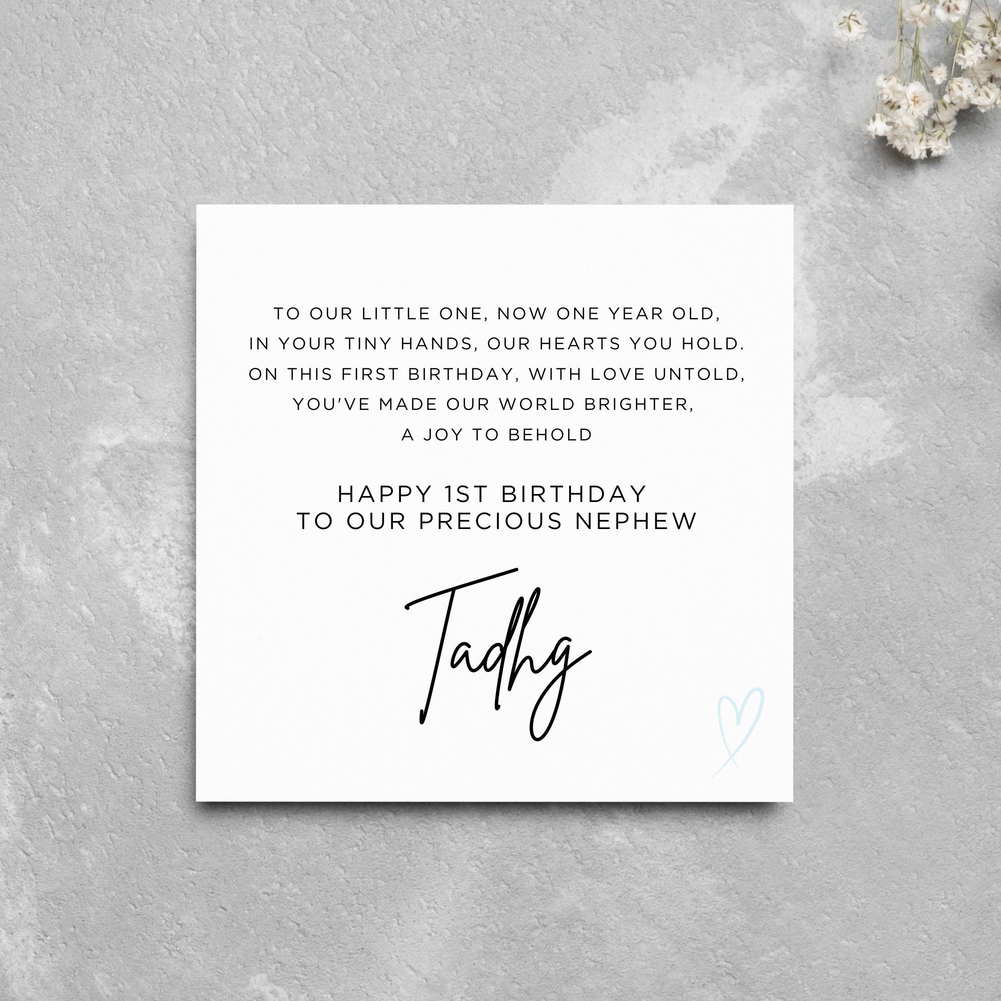 Personalised 1st Birthday Card Nephew Cute Poem