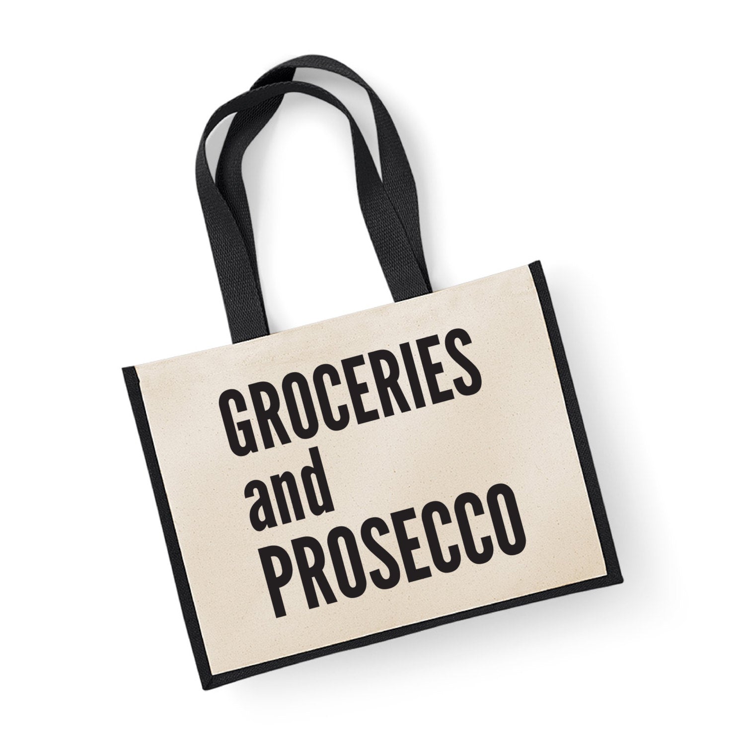 Groceries and Prosecco Cotton/Canvas Jute Shopping Bag/Tote - Red Leader Clothing
