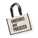 Load image into Gallery viewer, Groceries and Prosecco Cotton/Canvas Jute Shopping Bag/Tote - Red Leader Clothing
