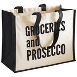 Load image into Gallery viewer, Groceries and Prosecco Cotton/Canvas Jute Shopping Bag/Tote - Red Leader Clothing
