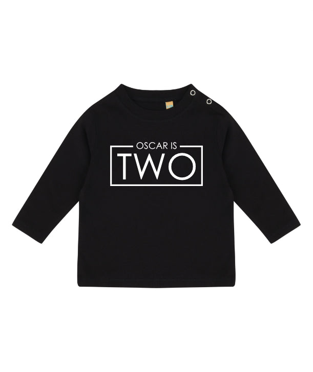 2nd Birthday LONG SLEEVE Personalised Name Kids T-Shirt