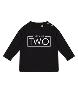 2nd Birthday LONG SLEEVE Personalised Name Kids T-Shirt