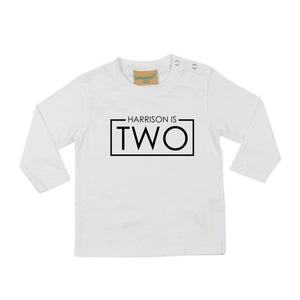 2nd Birthday LONG SLEEVE Personalised Name Kids T-Shirt