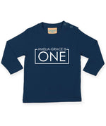 Load image into Gallery viewer, Personalised One 1st Birthday Kids LONG SLEEVE T-shirt
