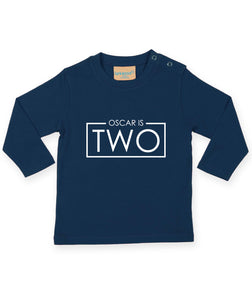 2nd Birthday LONG SLEEVE Personalised Name Kids T-Shirt